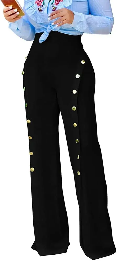 Women's High Waisted Stretchy Bootcut Pull On Dress Pants Casual Work Pants Curves Trousers