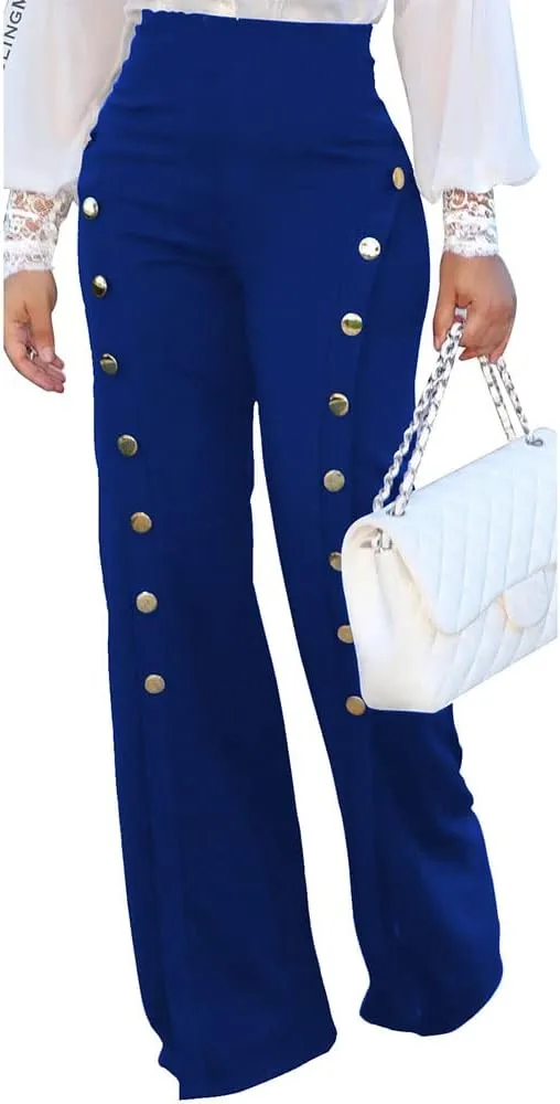 Women's High Waisted Stretchy Bootcut Pull On Dress Pants Casual Work Pants Curves Trousers
