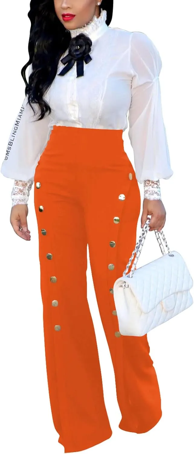Women's High Waisted Stretchy Bootcut Pull On Dress Pants Casual Work Pants Curves Trousers