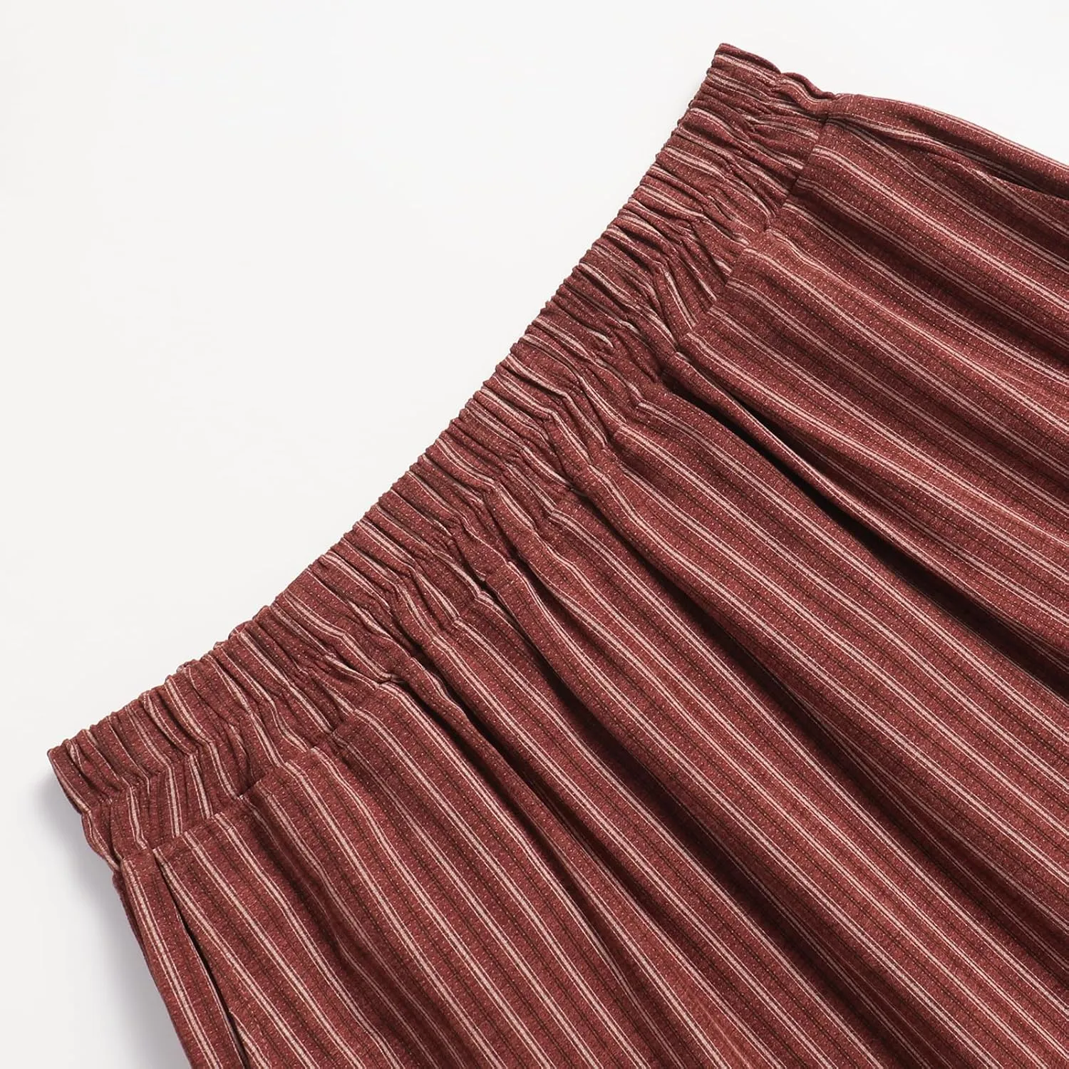 Women's High-Waisted Striped Skirt Elasticated Waist Autumn/Winter Hemline Pleated MIDI Skirt with Side Pockets