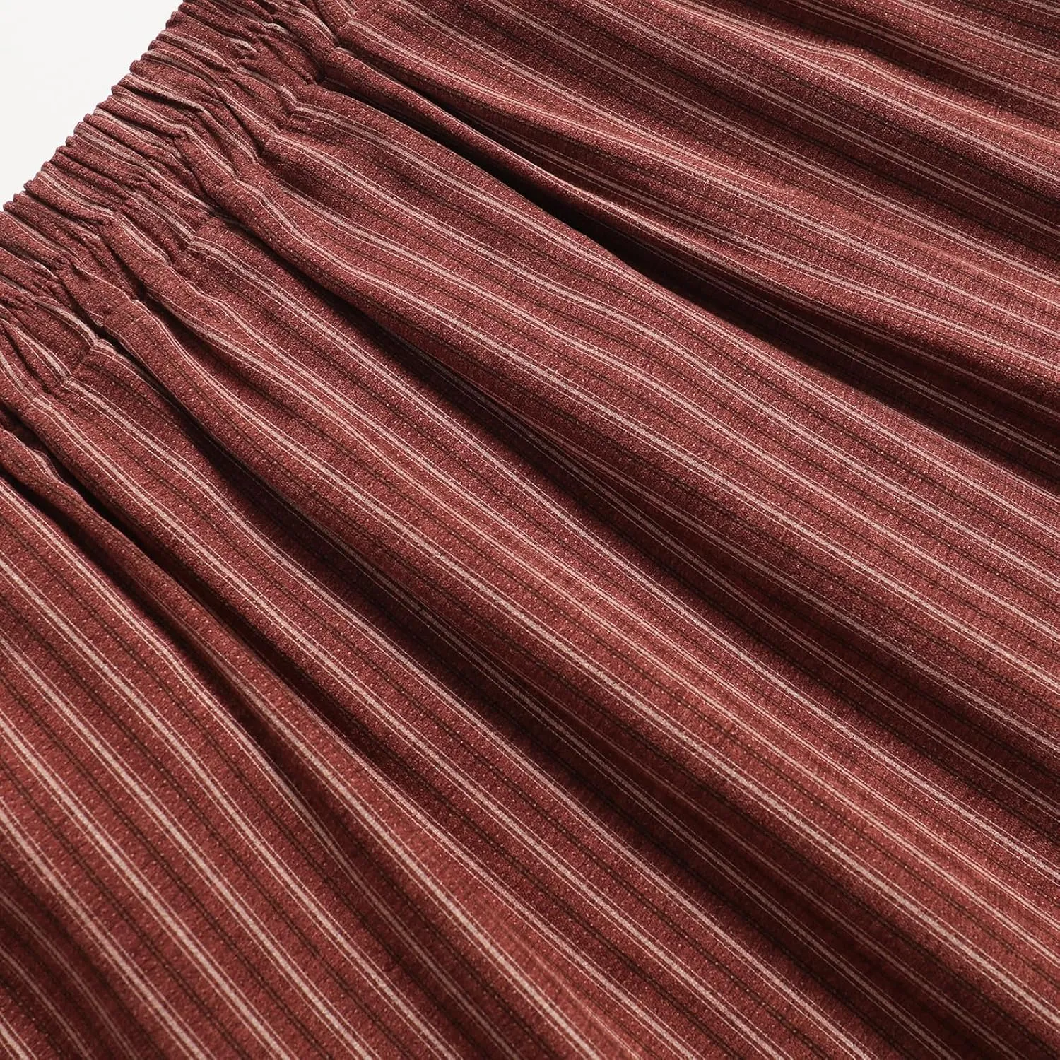 Women's High-Waisted Striped Skirt Elasticated Waist Autumn/Winter Hemline Pleated MIDI Skirt with Side Pockets