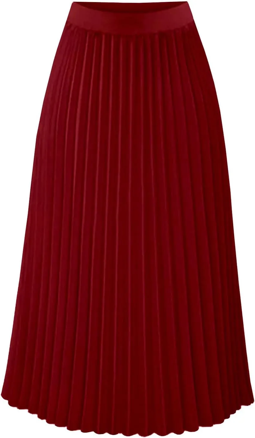 Women's Maxi Skirts Pleated Elegant A-Line Skirts Solid Color Lounge Baggy Long Skirts High Waisted Skirt 2025