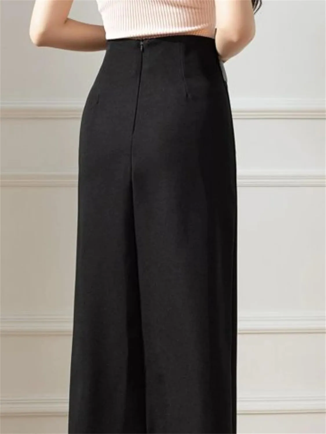 Women's Midi Skirt Side Slit High Waist Skirt Spring Korean Style Casual Skirt