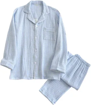 Women's Plaid Pajama Set Cozy Breathable Long Sleeve & Long Pants Loungewear For Autumn/Winter Women Fuzzy Set