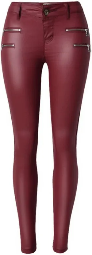 Women's Pu Slim Pants Faux Leather Stretch Skinny Jeans Pencil Pants Biker Pants