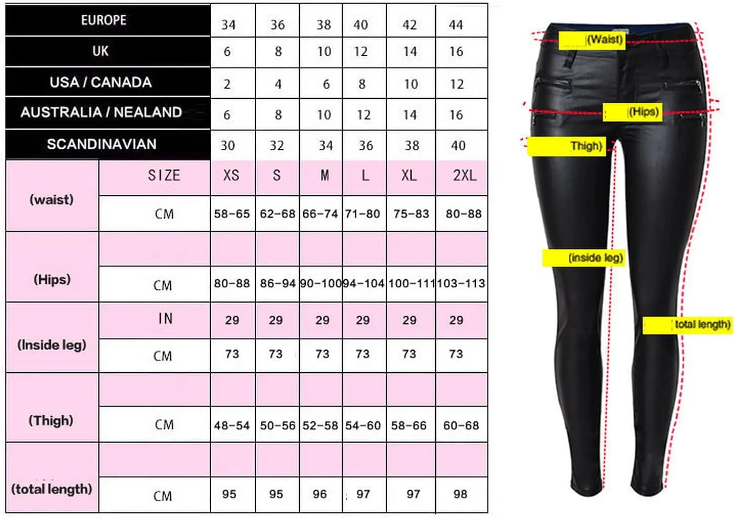 Women's Pu Slim Pants Faux Leather Stretch Skinny Jeans Pencil Pants Biker Pants