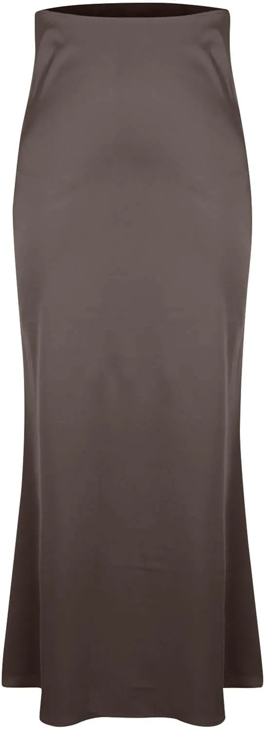Womens Satin Silk Long Skirt 2025 Fashion Elegant Cocktail Party Flared Skirts Solid Color Casual High Waist Skirt