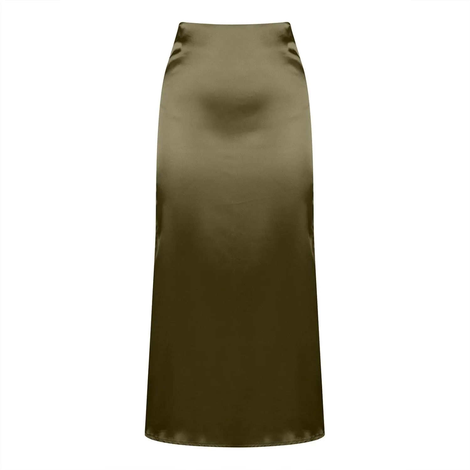 Womens Satin Skirts Business Casual Silk Midi Skirt High Waisted Long Skirts Solid Color Elegant Pencil Work Skirts