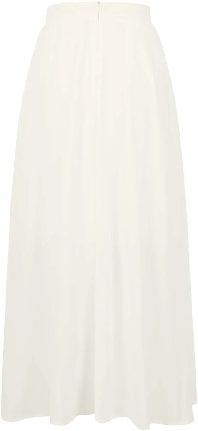 Women's Solid Color Skirts Summer Elegant High Waist Formal Maxi Skorts Casual Fashion Prom Homecoming Swing Skirt