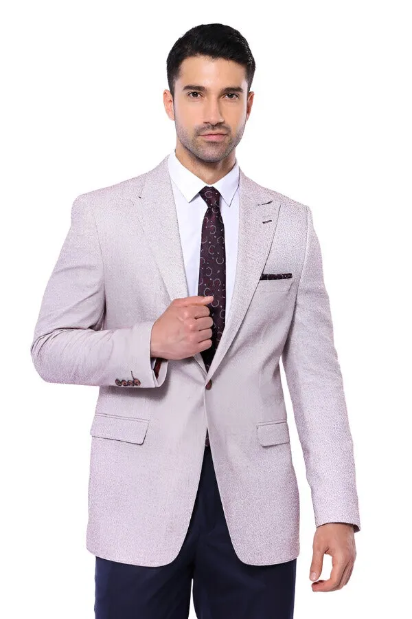 WSS Patterned Slim-Fit Claret Red Blazer  - Singen