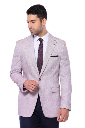 WSS Patterned Slim-Fit Claret Red Blazer  - Singen