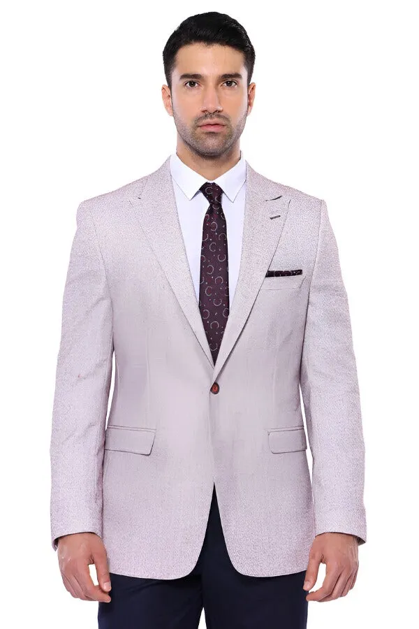 WSS Patterned Slim-Fit Claret Red Blazer  - Singen