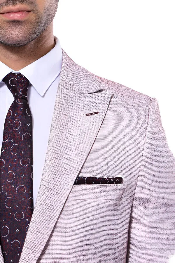 WSS Patterned Slim-Fit Claret Red Blazer  - Singen