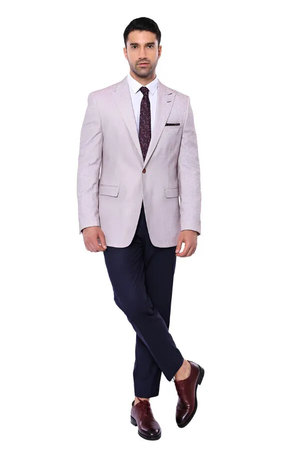 WSS Patterned Slim-Fit Claret Red Blazer  - Singen