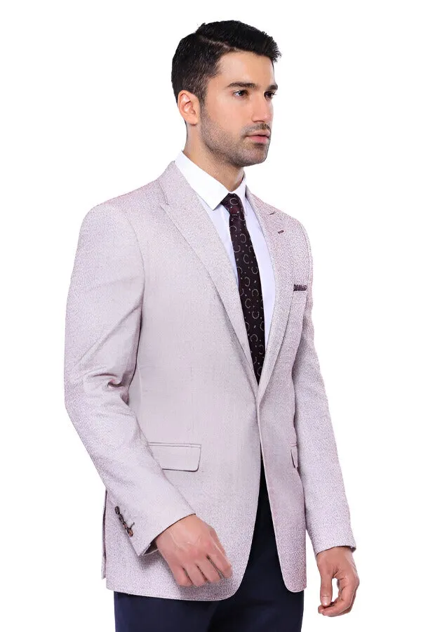WSS Patterned Slim-Fit Claret Red Blazer  - Singen